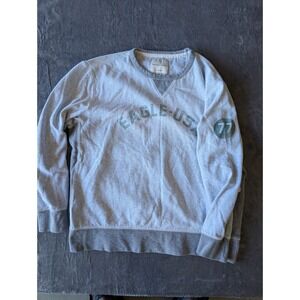 American Eagle Mens Super Soft Grey Eagle-USA 77 Graphic Crewneck Sweatshirt L